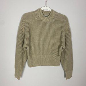 Everlane Texture Cotton Crew Sweater Chunky Oversized Taupe Womens XS Tan